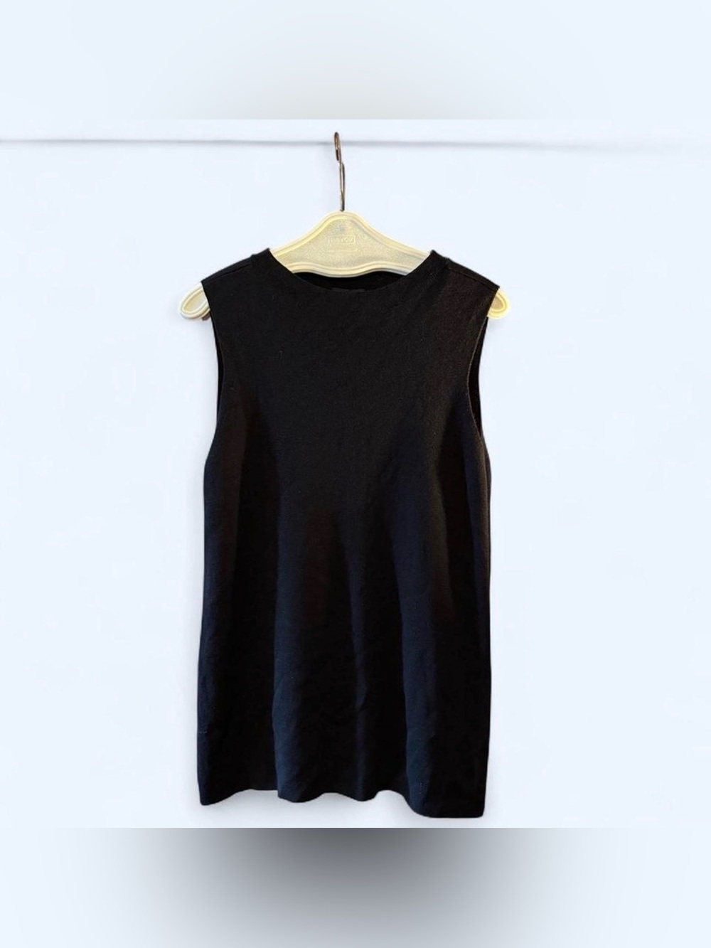 Eileen Fisher 100% Wool Sleeveless Knit Tunic Blouse Top Women's Small Black